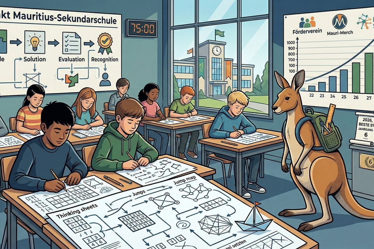 Titelbild für Beitrag: 106 Kängurus setzten am 19.03.2026 die Segel – Mathematik erleben an der Sankt Mauritius-Sekundarschule